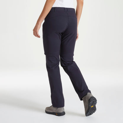 Dark Navy - Side - Craghoppers Womens-Ladies Kiwi Pro II Convertible Trousers