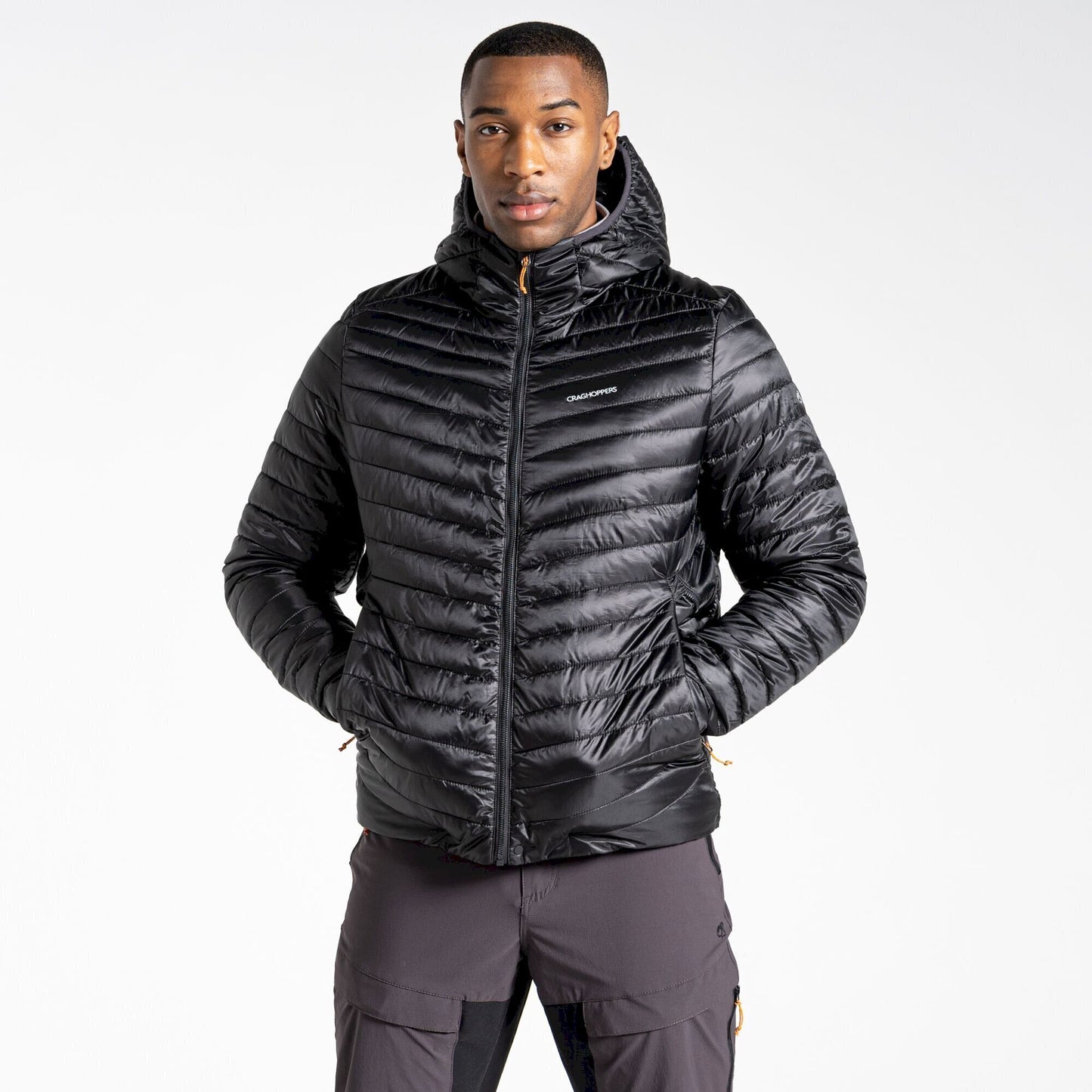 Black-Magma Orange - Side - Craghoppers Mens Expolite Hooded Padded Jacket