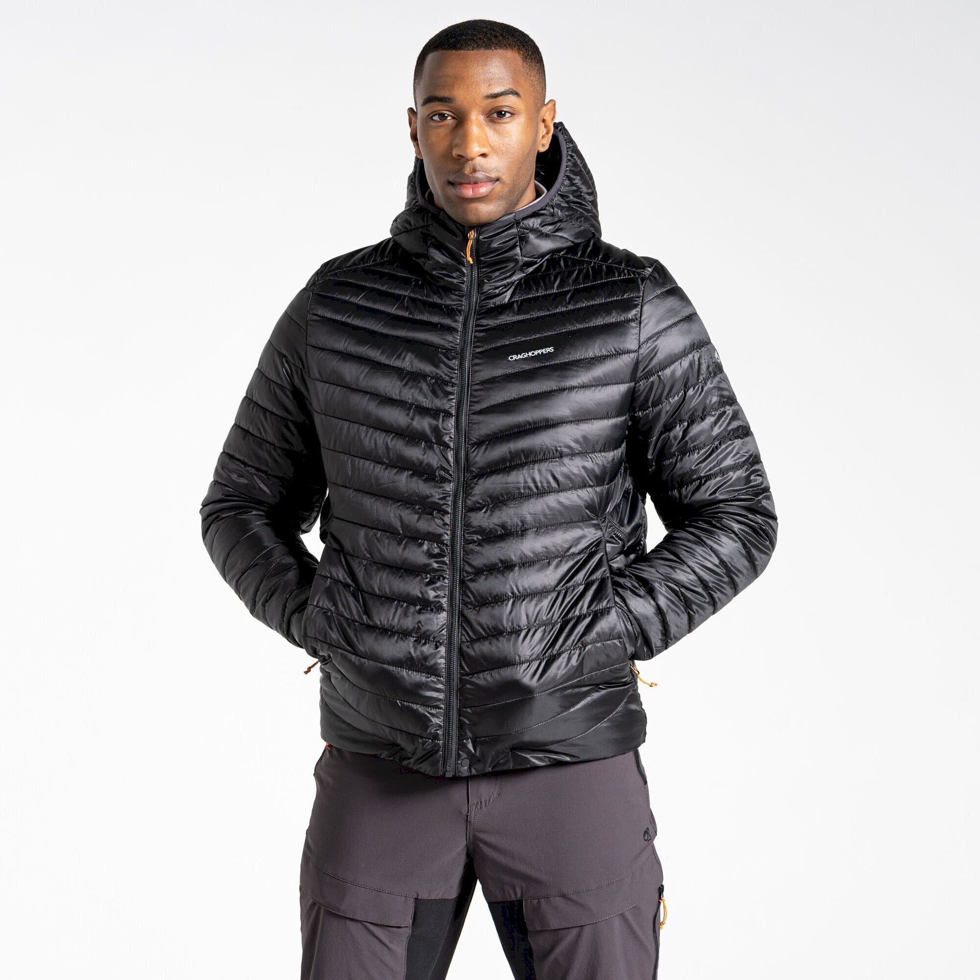 Black-Magma Orange - Side - Craghoppers Mens Expolite Hooded Padded Jacket