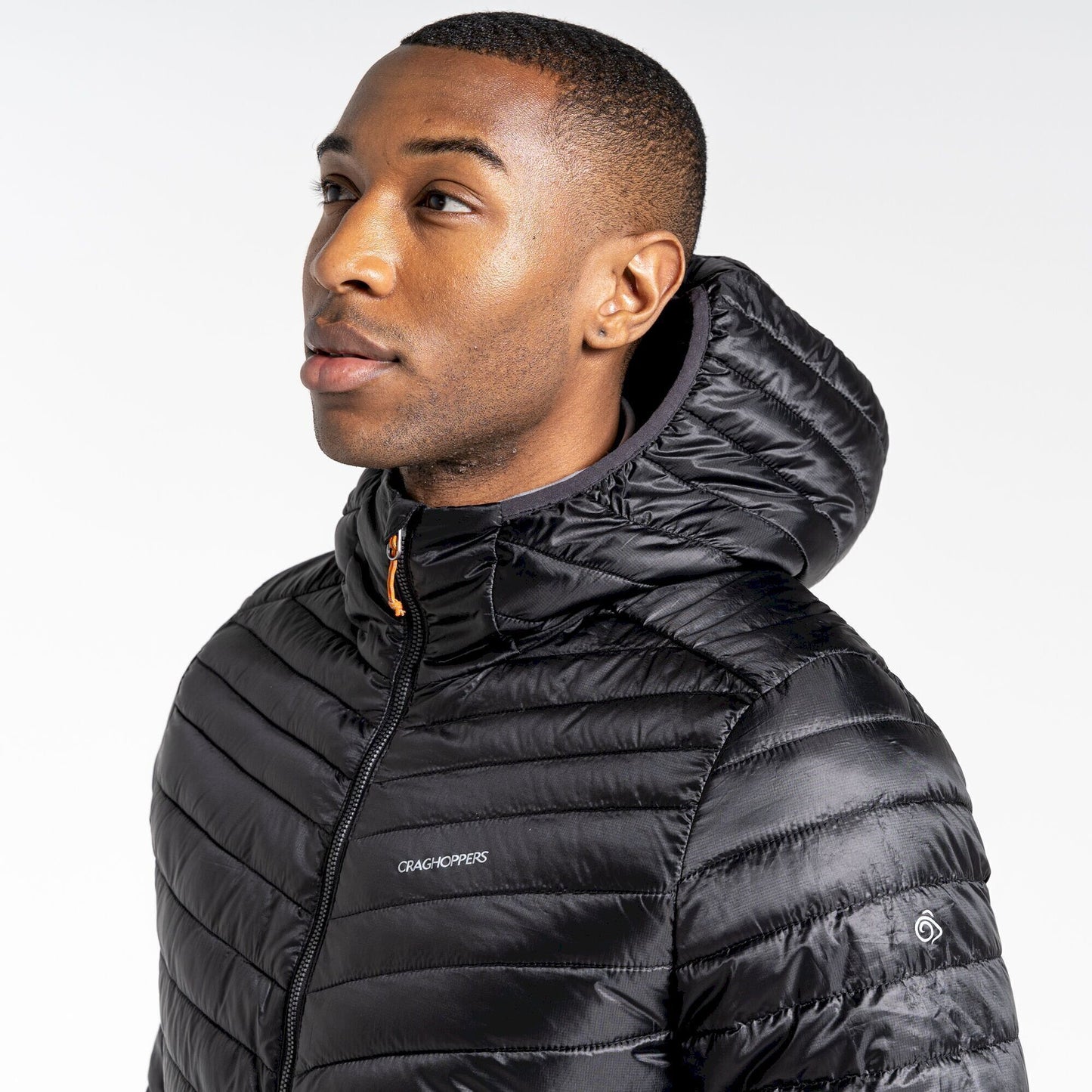 Black-Magma Orange - Pack Shot - Craghoppers Mens Expolite Hooded Padded Jacket