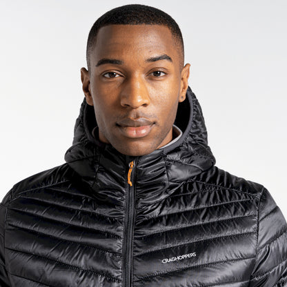 Black-Magma Orange - Close up - Craghoppers Mens Expolite Hooded Padded Jacket