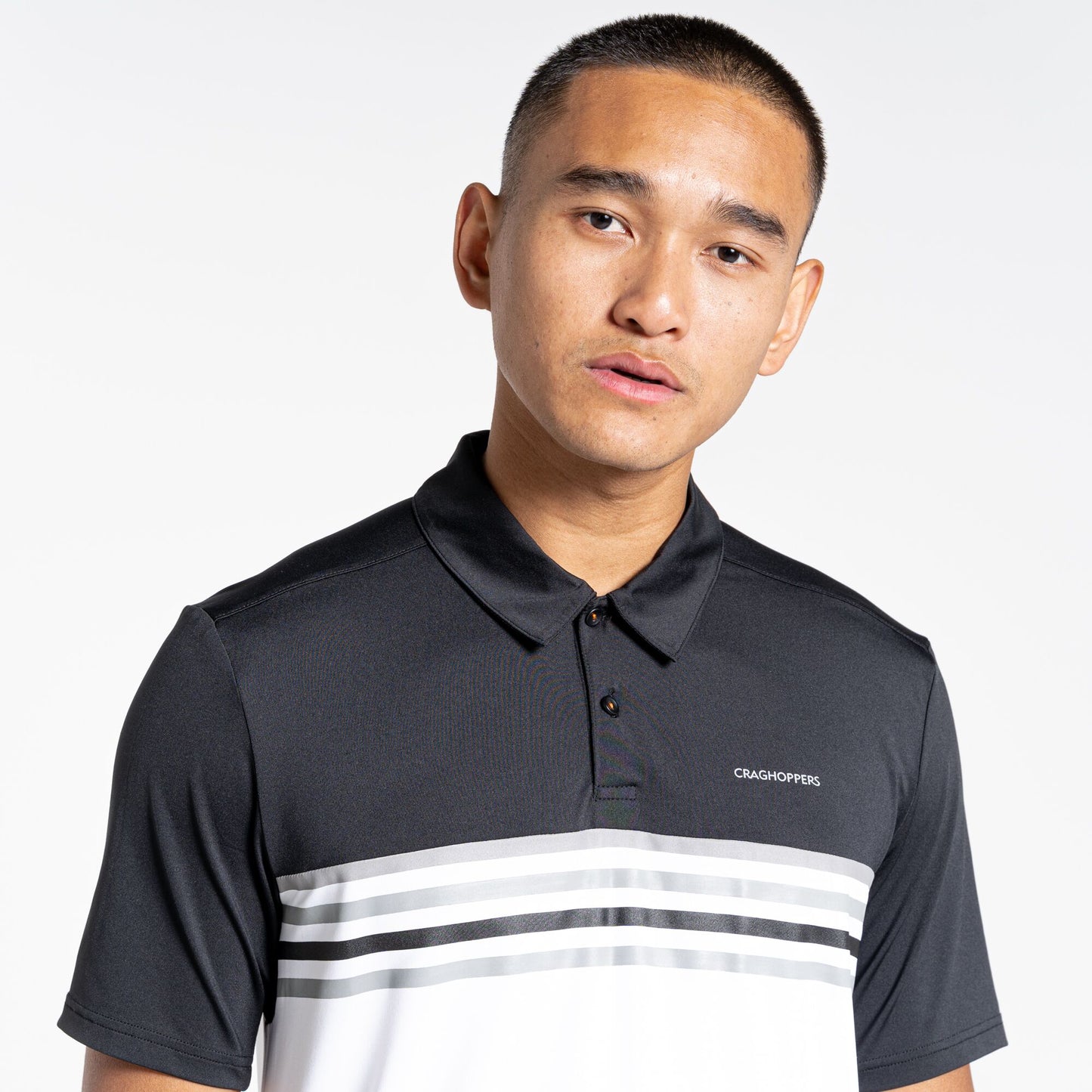 Black-Optic White - Close up - Craghoppers Mens Polo Shirt