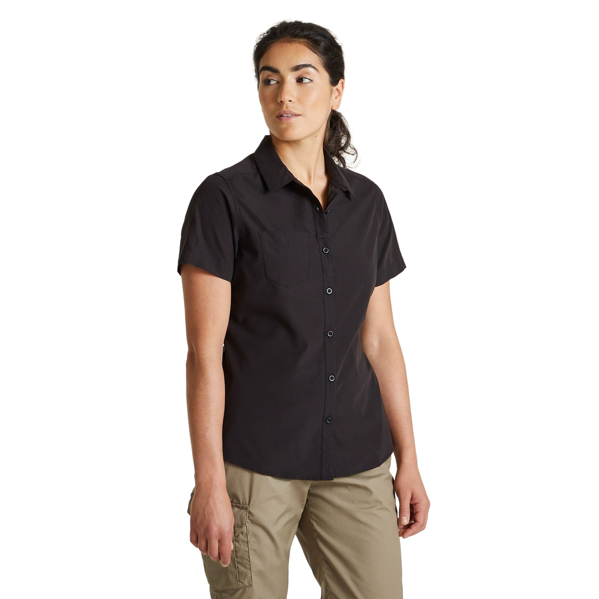Black - Back - Craghoppers Womens-Ladies Expert Kiwi Short-Sleeved Shirt