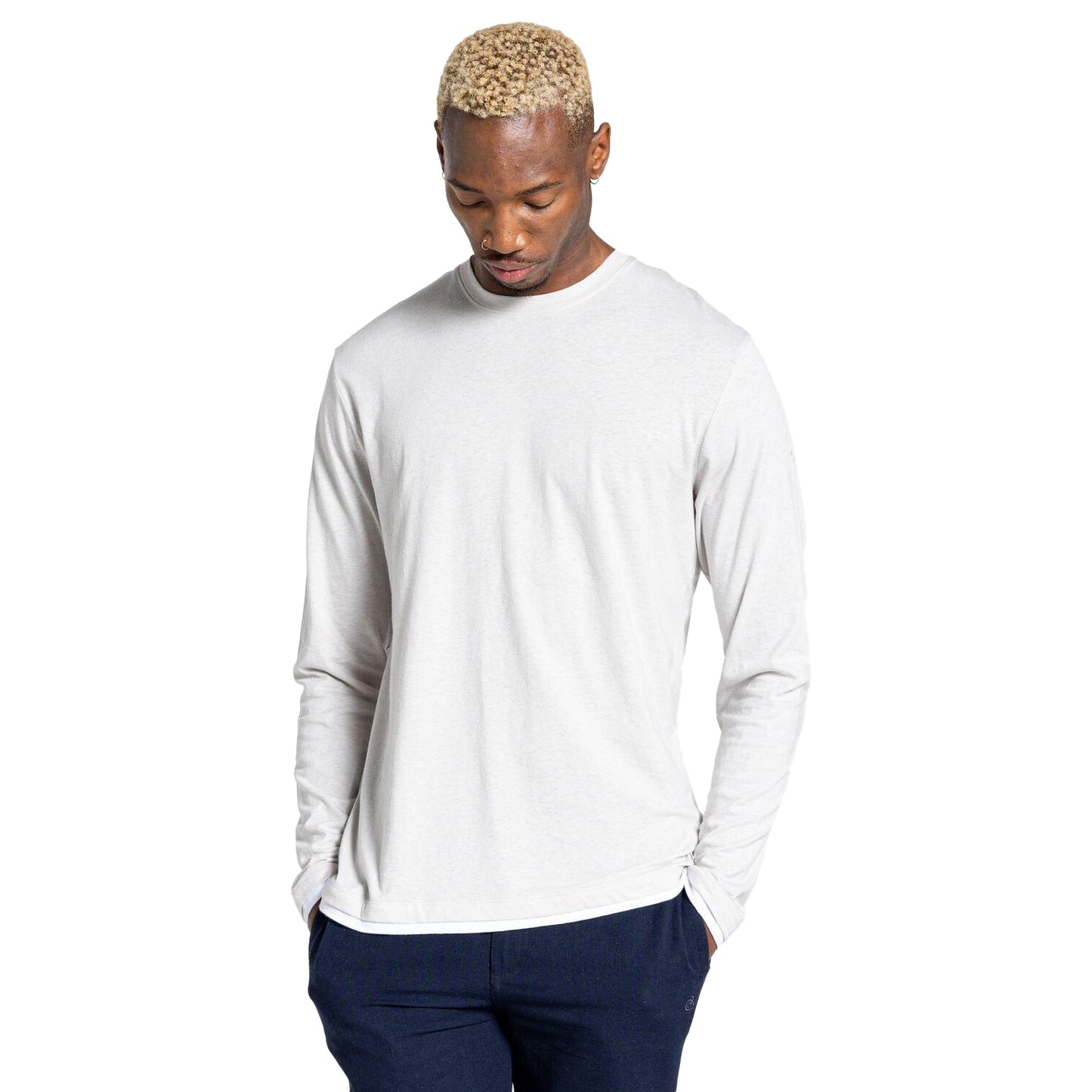 Silver Cloud - Side - Craghoppers Mens Coulter NosiBotanical Long-Sleeved T-Shirt