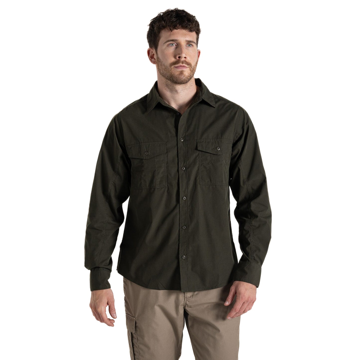 Dark Cedar Green - Side - Craghoppers Mens Expert Kiwi Shirt