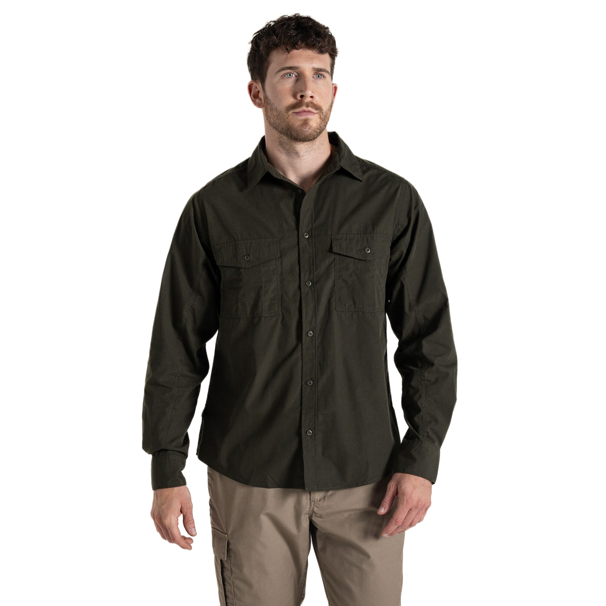 Dark Cedar Green - Close up - Craghoppers Mens Expert Kiwi Shirt