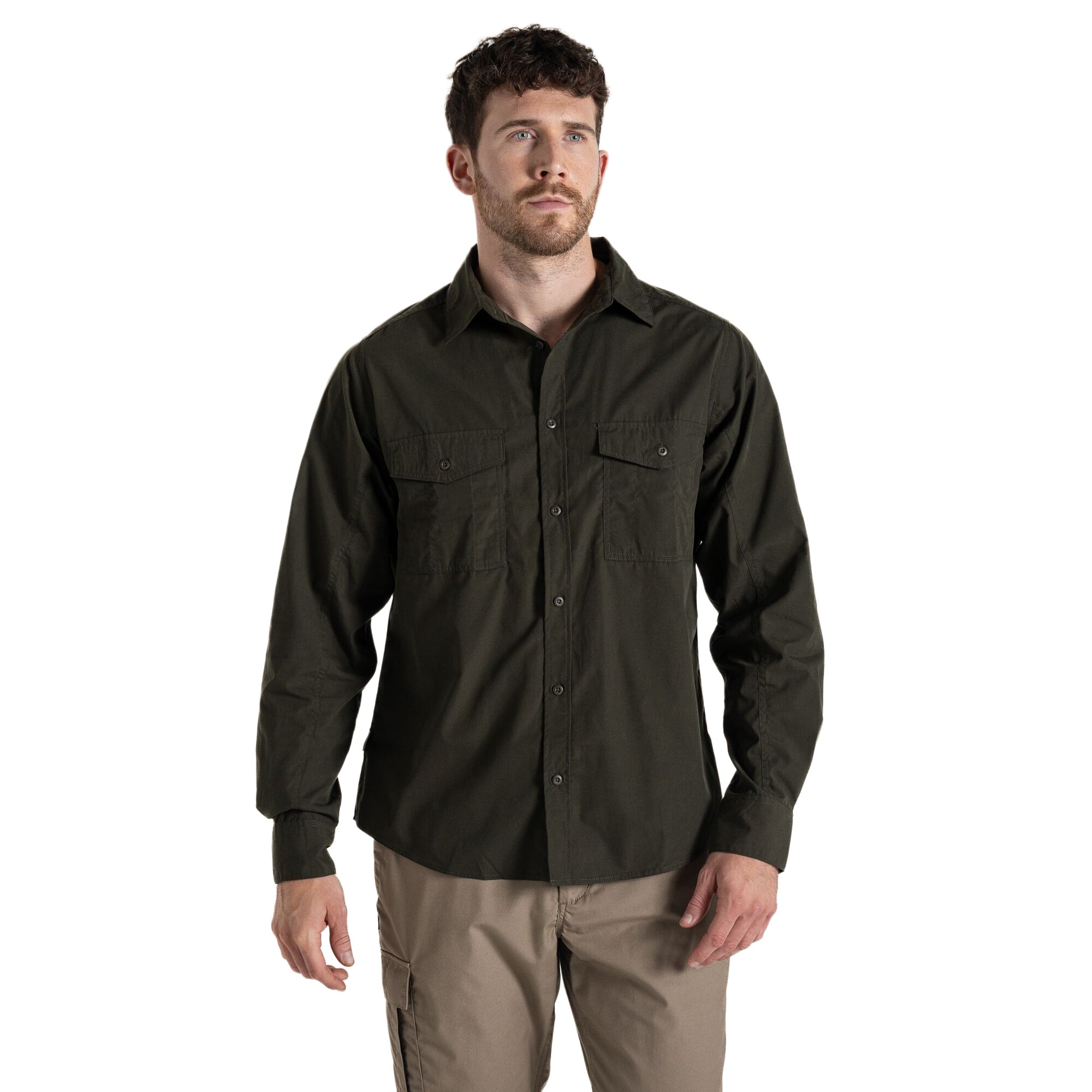 Dark Cedar Green - Close up - Craghoppers Mens Expert Kiwi Shirt