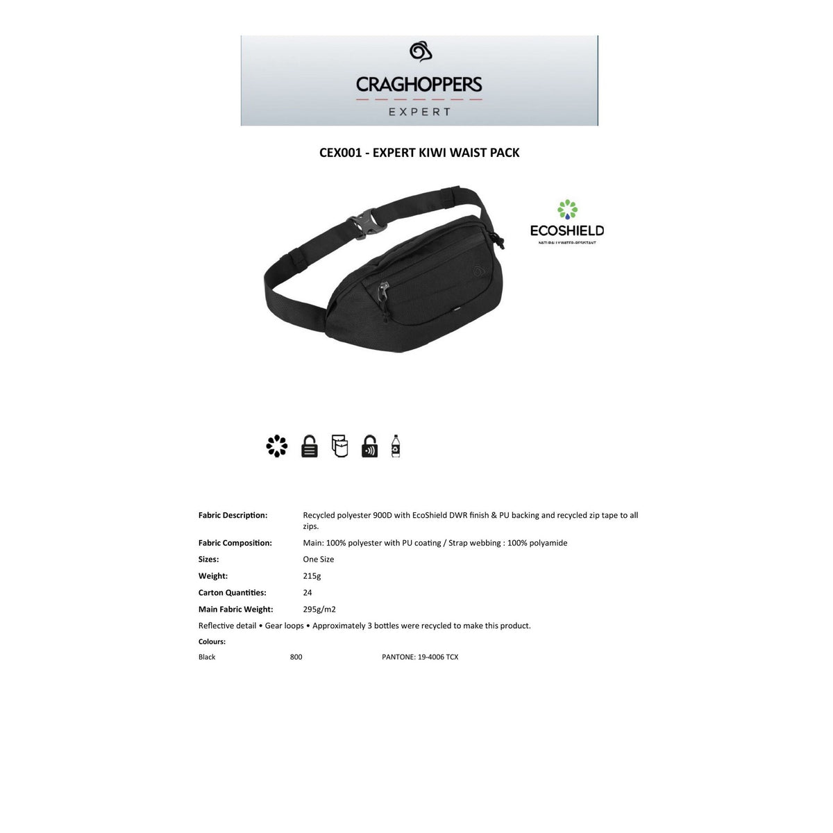 Black - Lifestyle - Craghoppers Expert Kiwi Waist Bag
