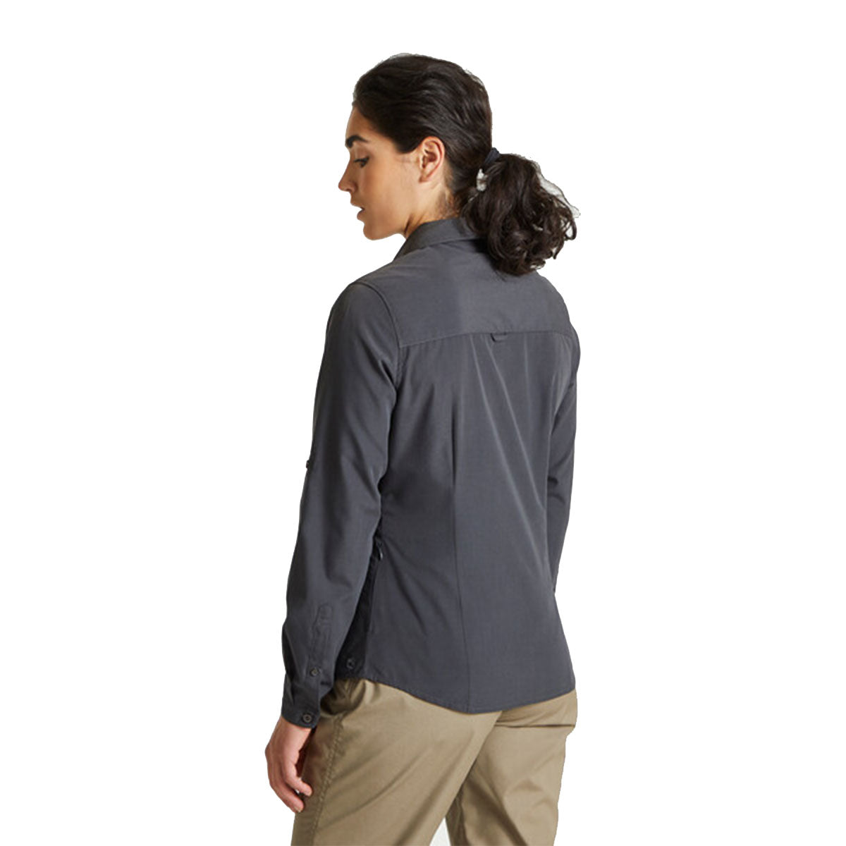 Carbon Grey - Back - Craghoppers Womens-Ladies Expert Kiwi Long-Sleeved Shirt