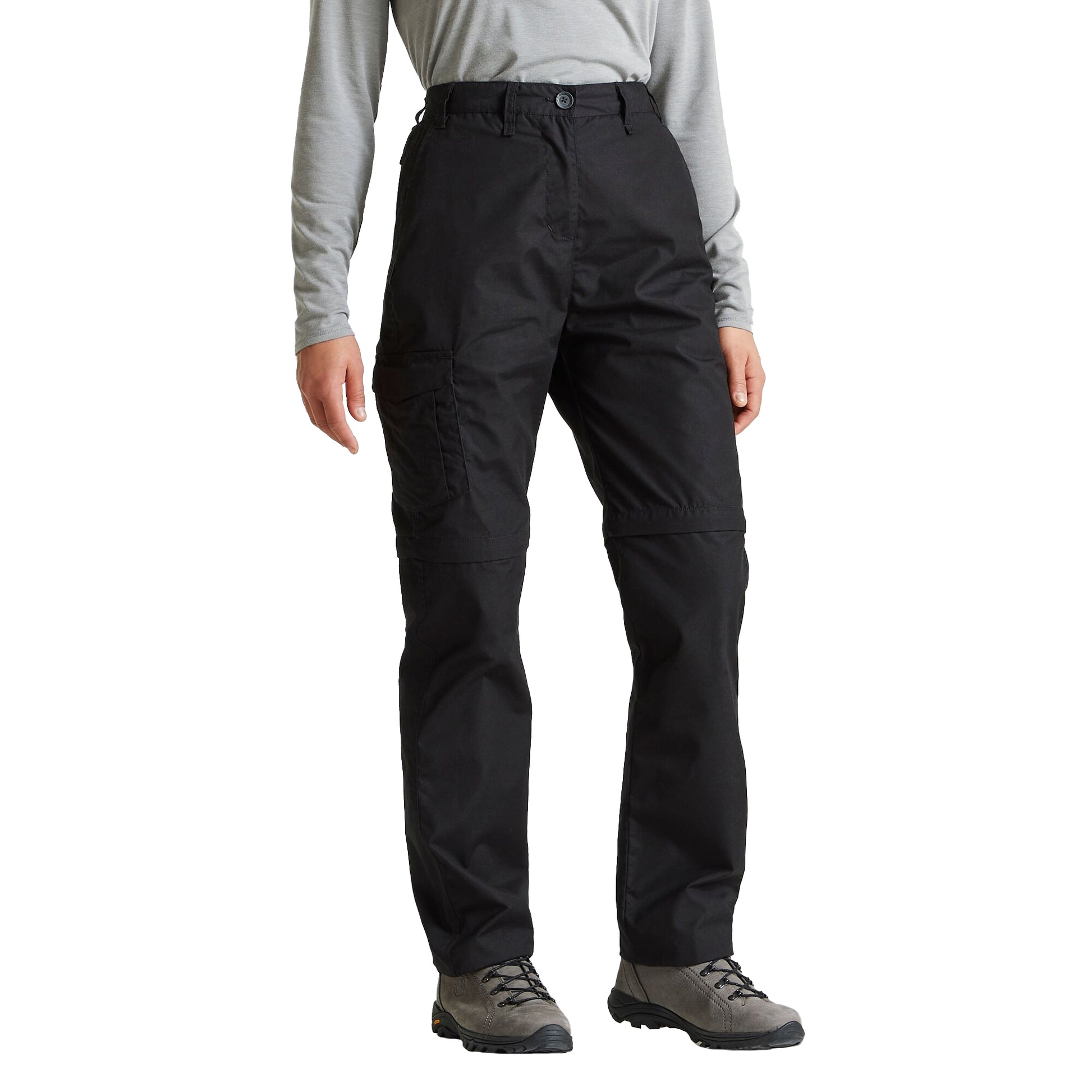 Black - Side - Craghoppers Womens-Ladies Expert Kiwi Convertible Trousers
