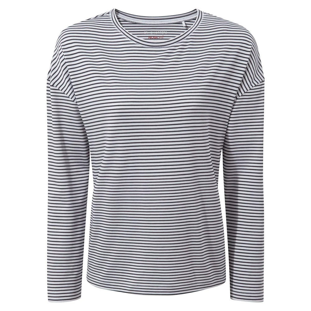 Blue Navy - Front - Craghoppers Womens-Ladies Nosilife Cora Striped Long-Sleeved T-Shirt