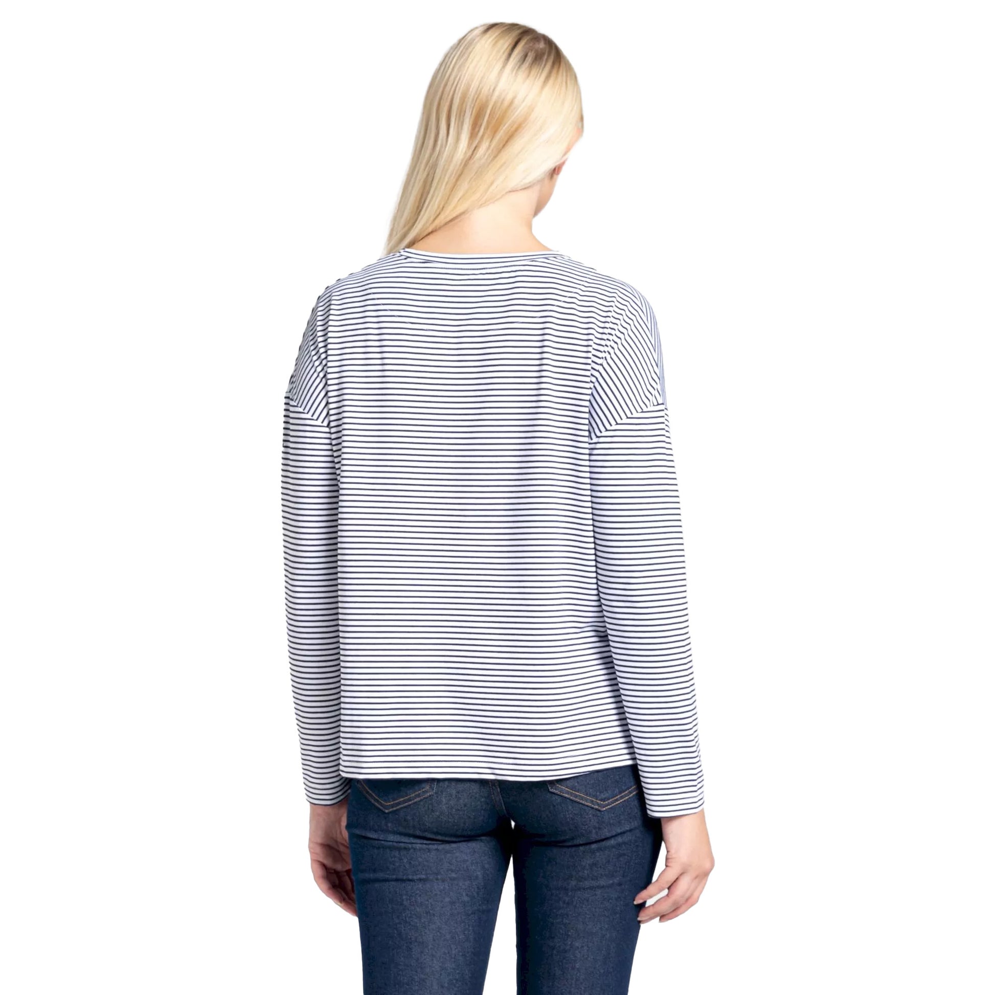 Blue Navy - Back - Craghoppers Womens-Ladies Nosilife Cora Striped Long-Sleeved T-Shirt
