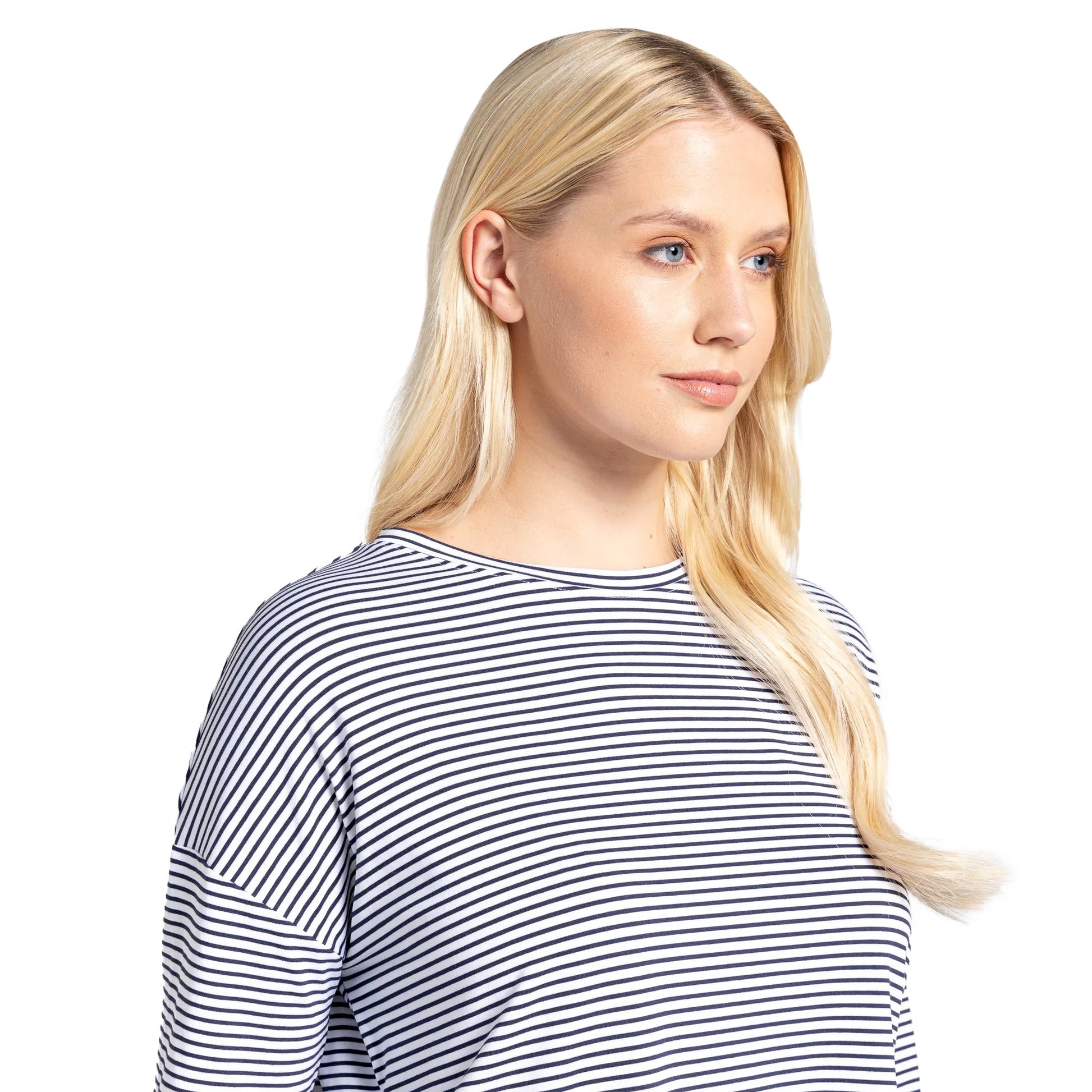 Blue Navy - Side - Craghoppers Womens-Ladies Nosilife Cora Striped Long-Sleeved T-Shirt