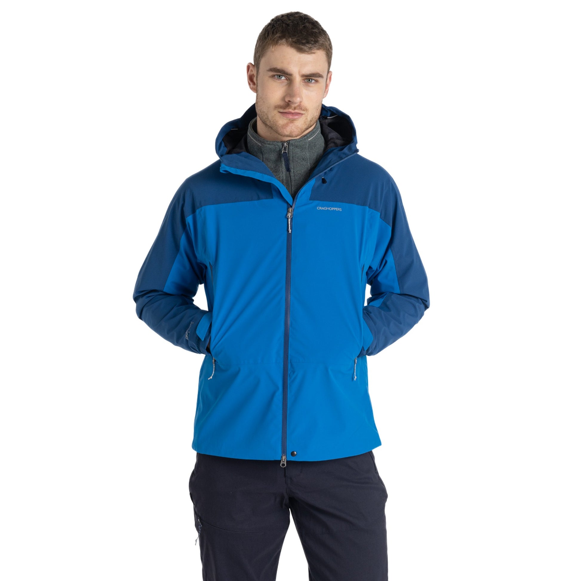 Titan Blue-Dark Titan Blue - Lifestyle - Craghoppers Mens Gryffin Contrast Panel Waterproof Jacket