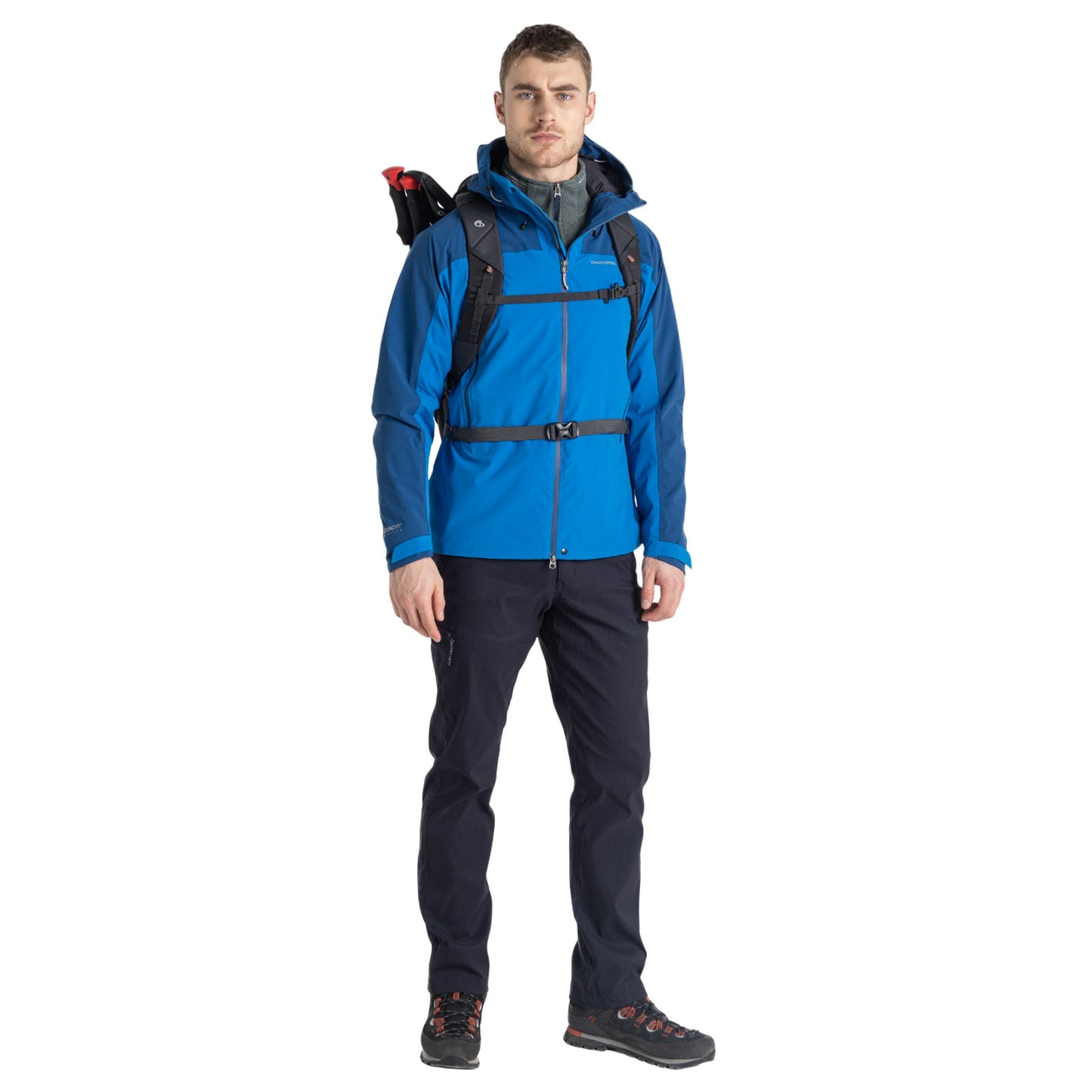 Titan Blue-Dark Titan Blue - Pack Shot - Craghoppers Mens Gryffin Contrast Panel Waterproof Jacket