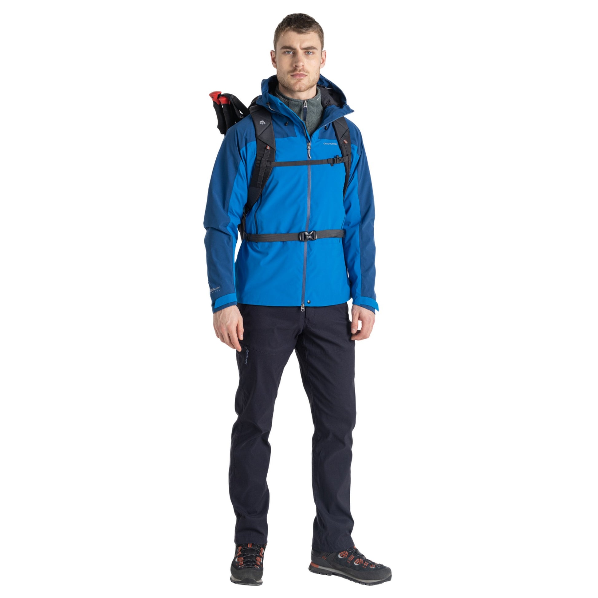 Titan Blue-Dark Titan Blue - Pack Shot - Craghoppers Mens Gryffin Contrast Panel Waterproof Jacket