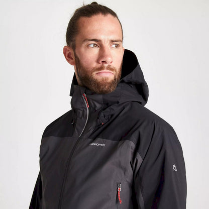 Black-Black Pepper - Pack Shot - Craghoppers Mens Gryffin Contrast Panel Waterproof Jacket