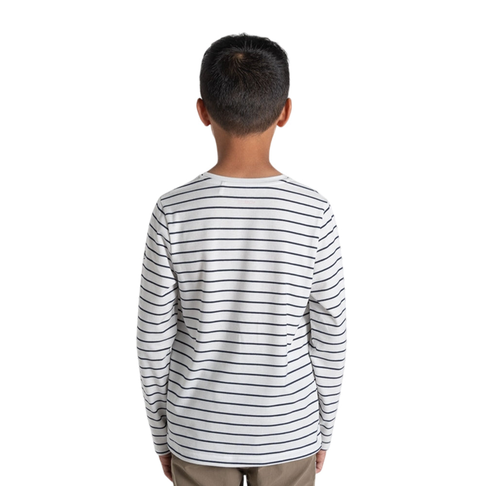 White-Blue Navy - Back - Craghoppers Childrens-Kids Cruz Striped Nosilife Long-Sleeved T-Shirt