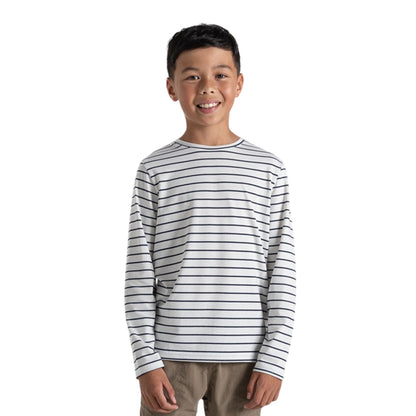 White-Blue Navy - Side - Craghoppers Childrens-Kids Cruz Striped Nosilife Long-Sleeved T-Shirt