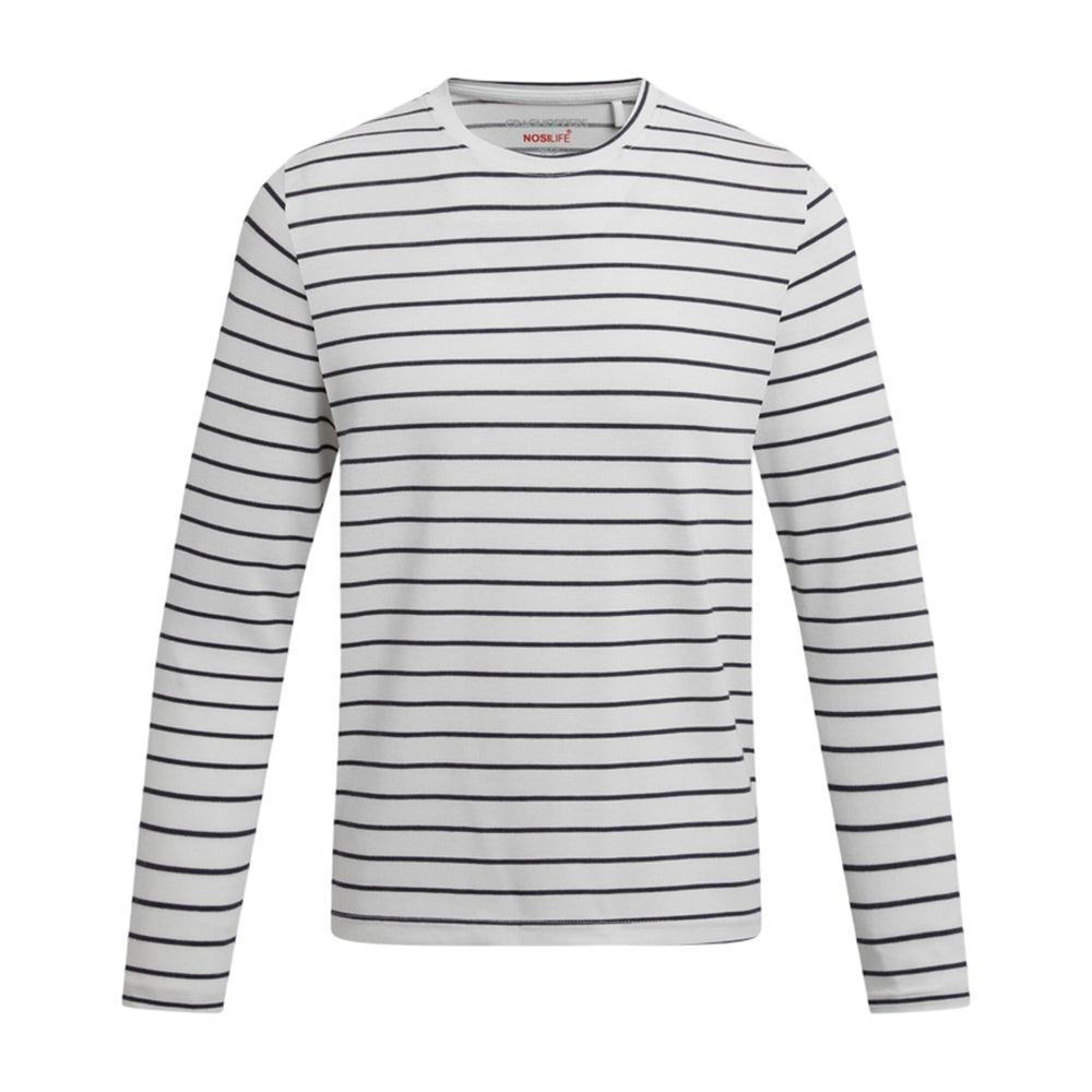 White-Blue Navy - Front - Craghoppers Childrens-Kids Cruz Striped Nosilife Long-Sleeved T-Shirt