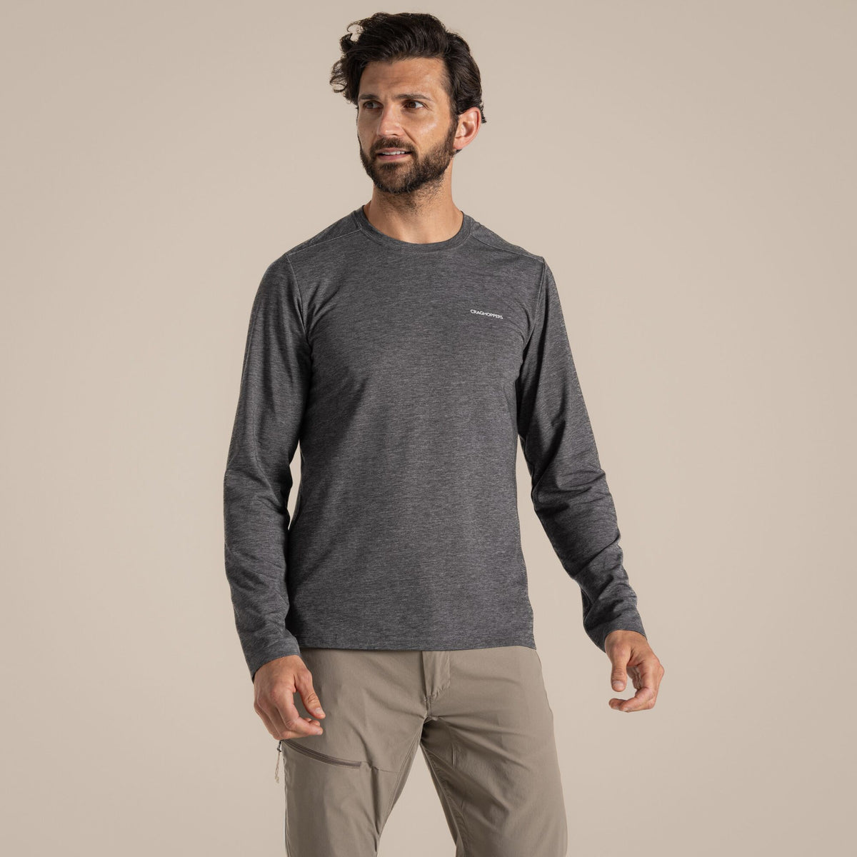 Black Pepper Marl - Pack Shot - Craghoppers Mens Deft Nosilife Full Zip Hoodie