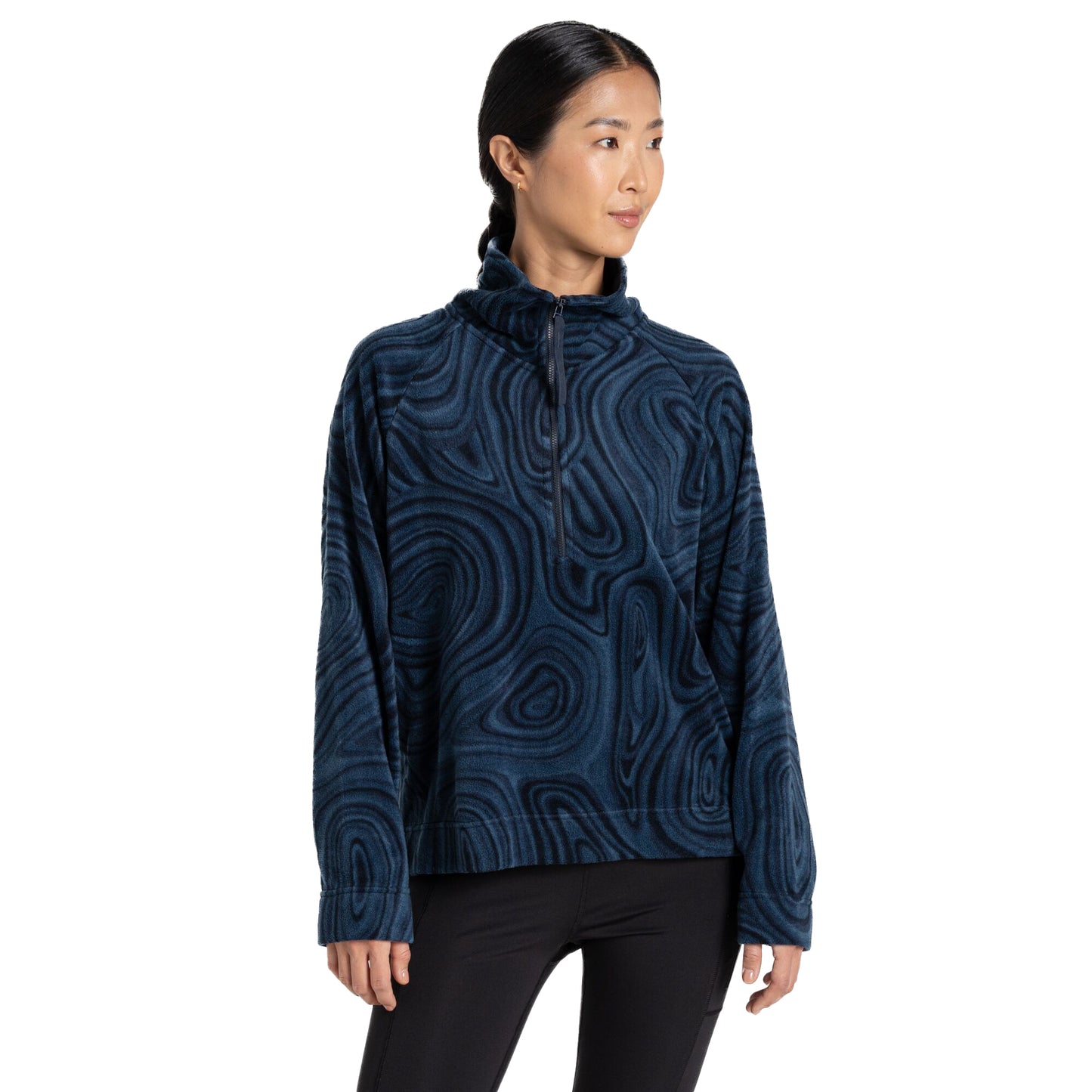 Blue Navy - Side - Craghoppers Womens-Ladies Abstract Half Zip Fleece Top