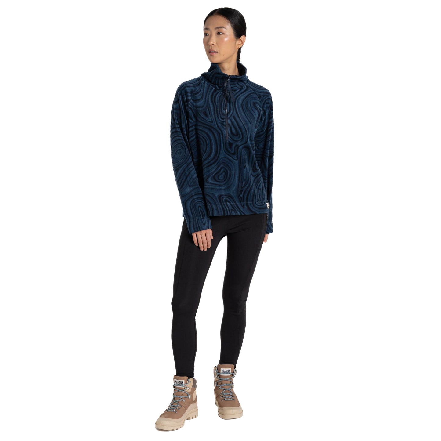 Blue Navy - Lifestyle - Craghoppers Womens-Ladies Abstract Half Zip Fleece Top