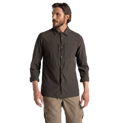 Woodland Green - Close up - Craghoppers Mens Nosilife Long-Sleeved Shirt
