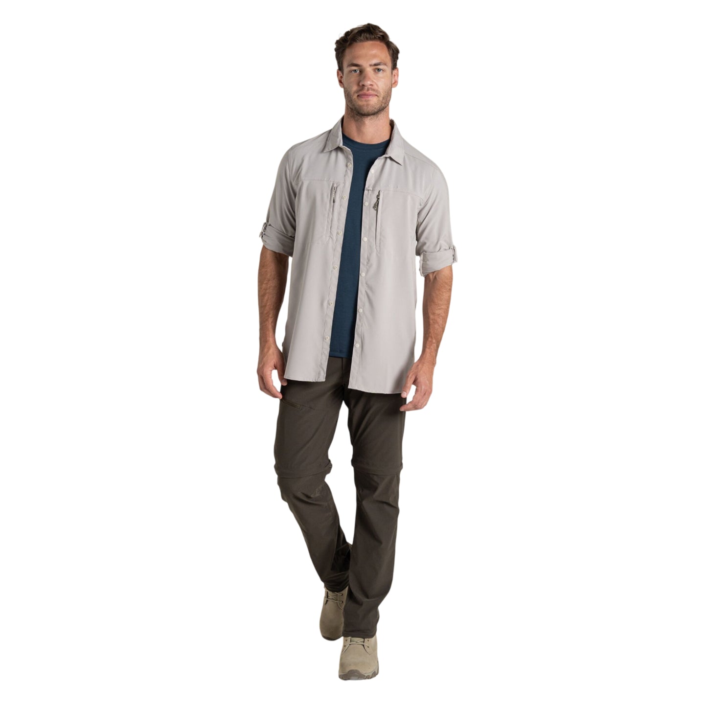 Parchment - Side - Craghoppers Mens Nosilife Long-Sleeved Shirt