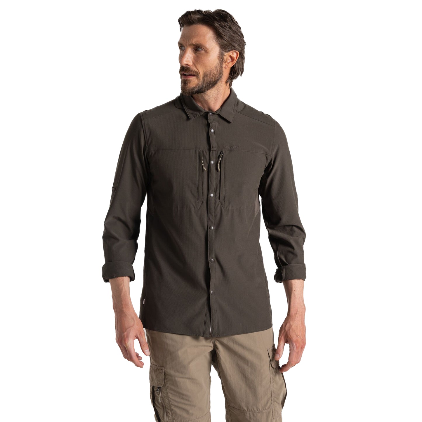 Woodland Green - Side - Craghoppers Mens Nosilife Long-Sleeved Shirt