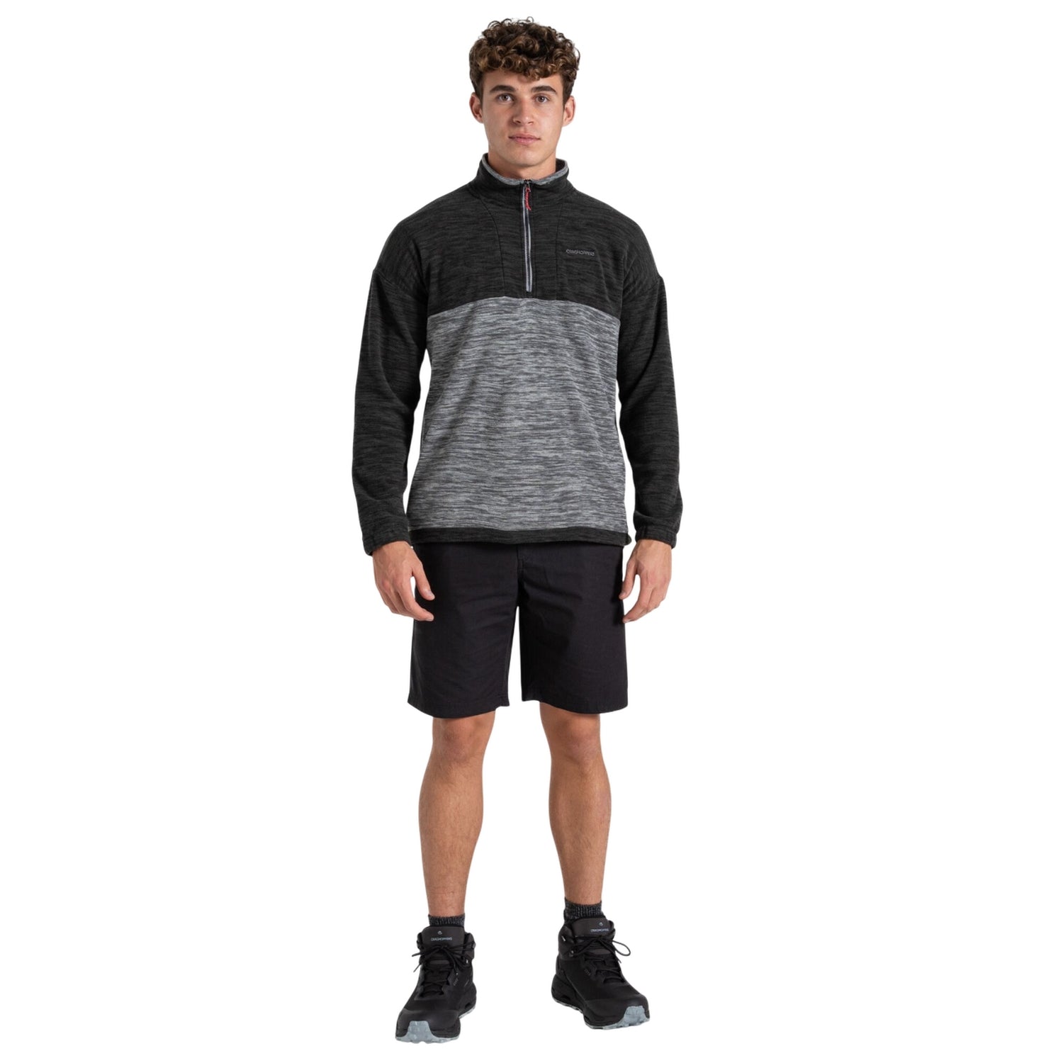 Cloud Grey - Lifestyle - Craghoppers Mens Esk Colour Block Melange Half Zip Fleece Top