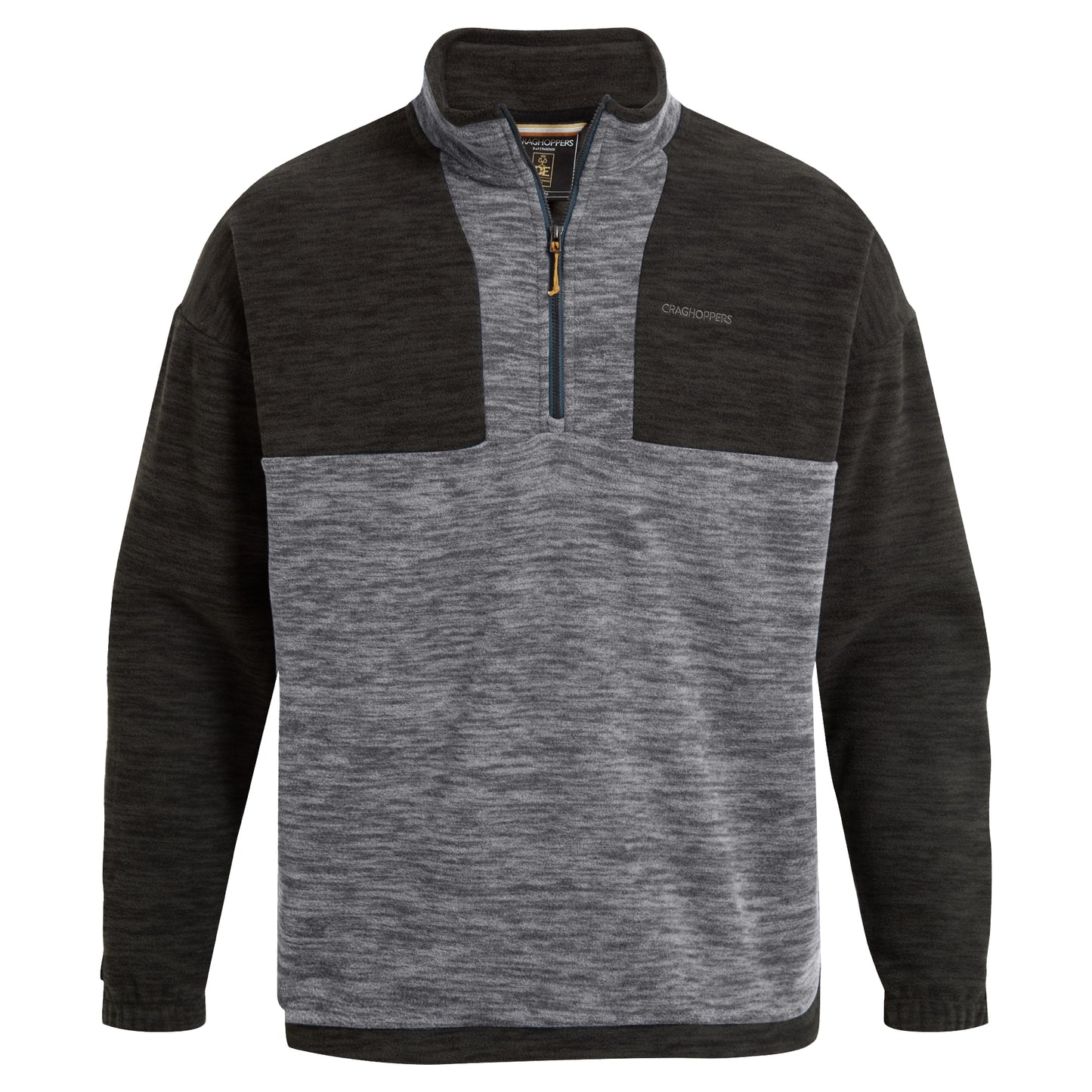 Cloud Grey - Front - Craghoppers Mens Esk Colour Block Melange Half Zip Fleece Top