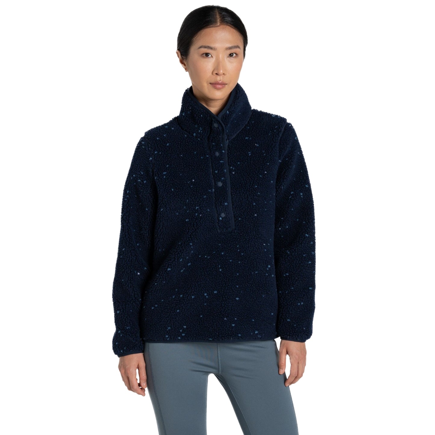 Blue Navy - Side - Craghoppers Womens-Ladies Massey Geometric Overhead Fleece Top