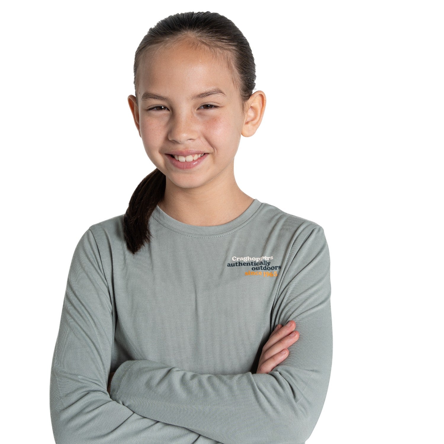 Lichen Green - Side - Craghoppers Childrens-Kids Cruz Nosilife Long-Sleeved T-Shirt