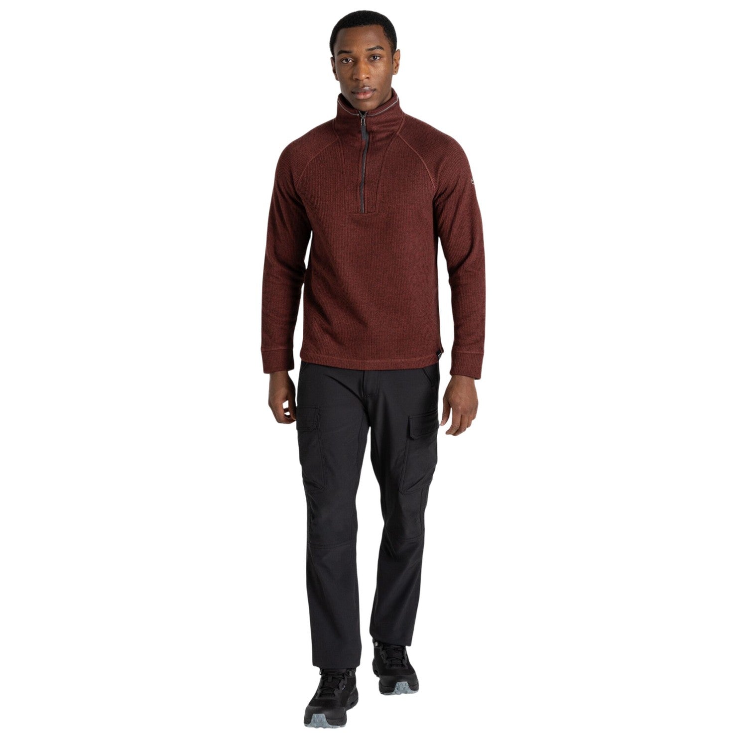 Axinite Red Marl - Side - Craghoppers Mens Wole Quarter Zip Fleece Top