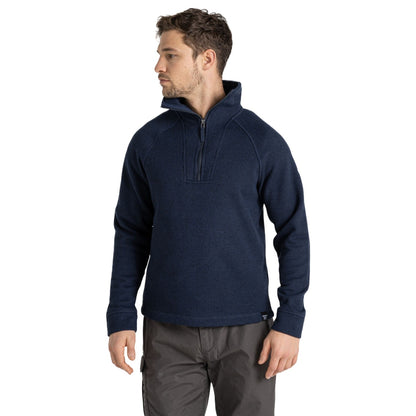 Blue Navy Marl - Side - Craghoppers Mens Wole Quarter Zip Fleece Top