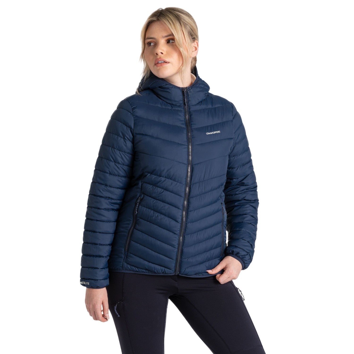 Blue Navy - Side - Craghoppers Womens-Ladies Compresslite VIII Hooded Padded Jacket