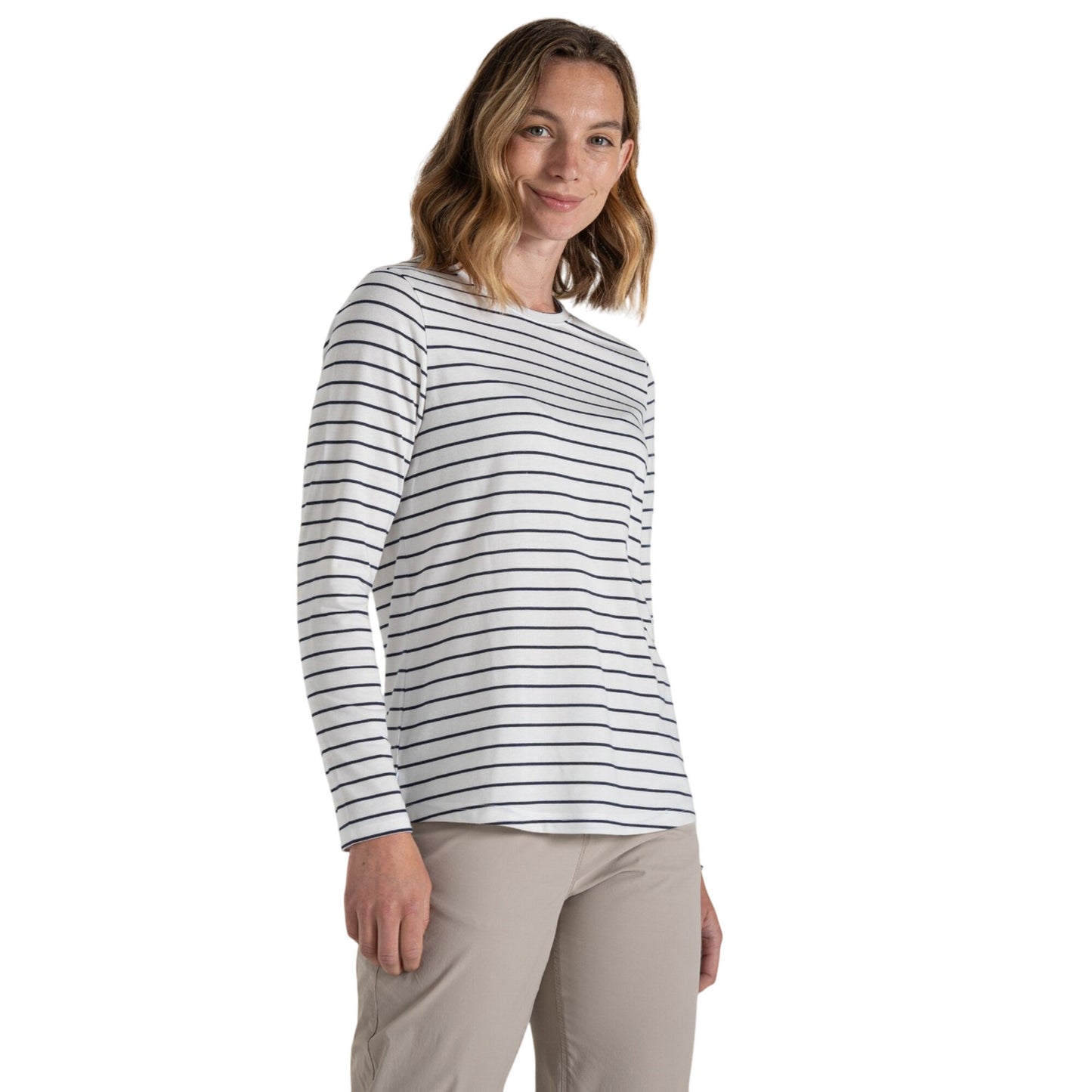 Blue Navy - Side - Craghoppers Womens-Ladies Akona Stripe Nosilife Long-Sleeved T-Shirt
