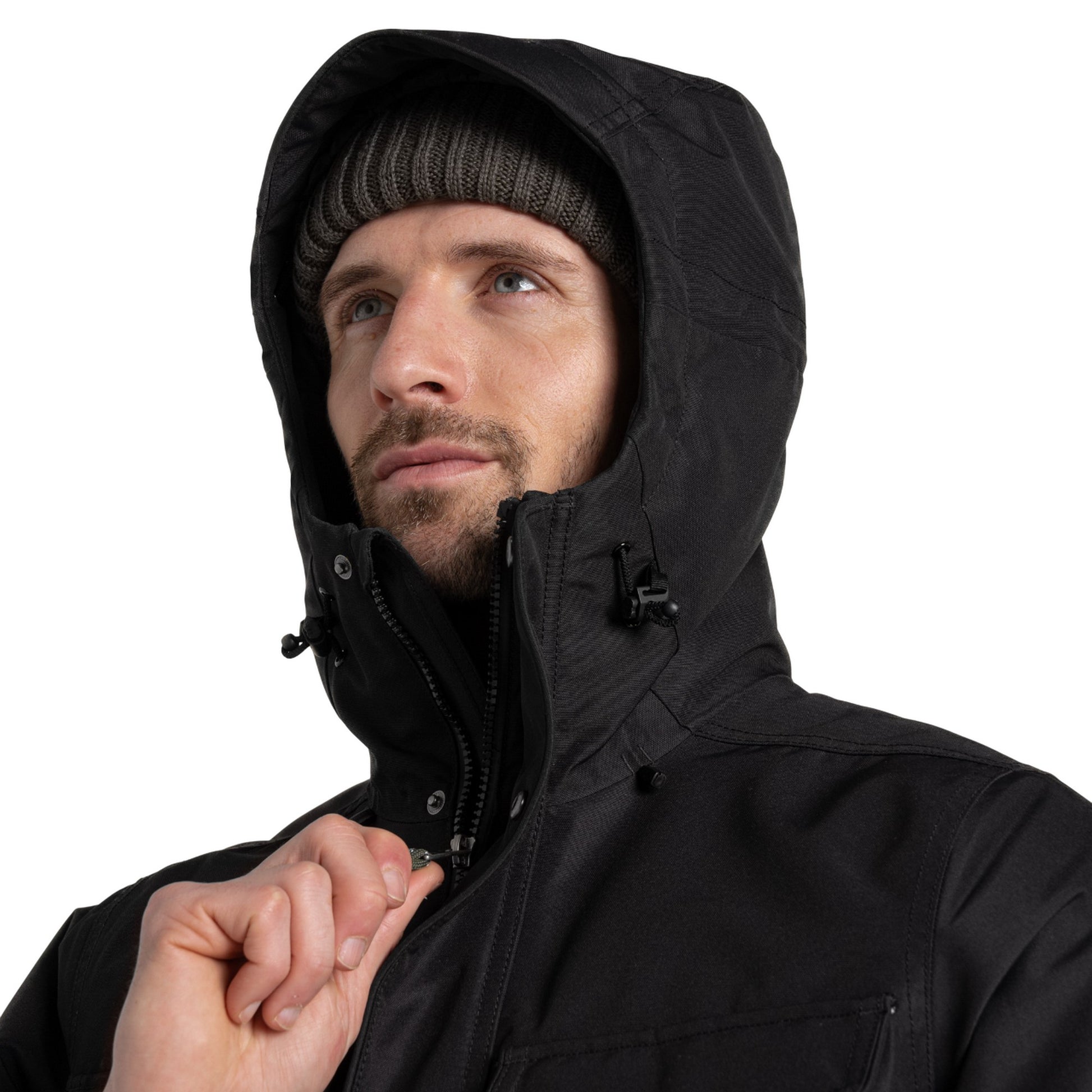 Black - Side - Craghoppers Mens Arche CO2 Renu Technology Waterproof Jacket