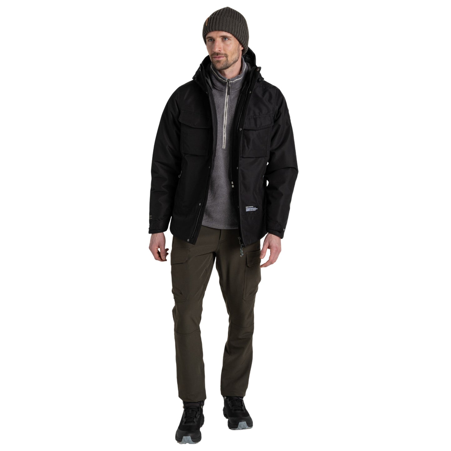 Black - Pack Shot - Craghoppers Mens Arche CO2 Renu Technology Waterproof Jacket