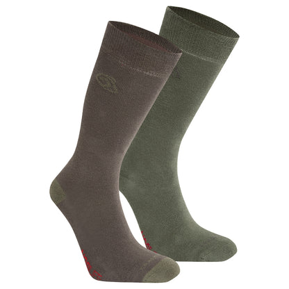 Woodland Green-Olive - Front - Craghoppers Unisex Adult Insect Repellent Socks (Pack Of 2)