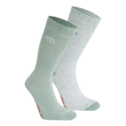 Soft Grey-Lichen Green Marl - Front - Craghoppers Unisex Adult Insect Repellent Socks (Pack Of 2)