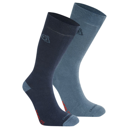 Blue Navy-Blue Stone - Front - Craghoppers Unisex Adult Insect Repellent Socks (Pack Of 2)
