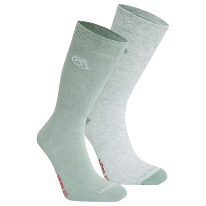 Soft Grey Marl-Lichen Green - Front - Craghoppers Unisex Adult Insect Repellent Socks (Pack of 2)