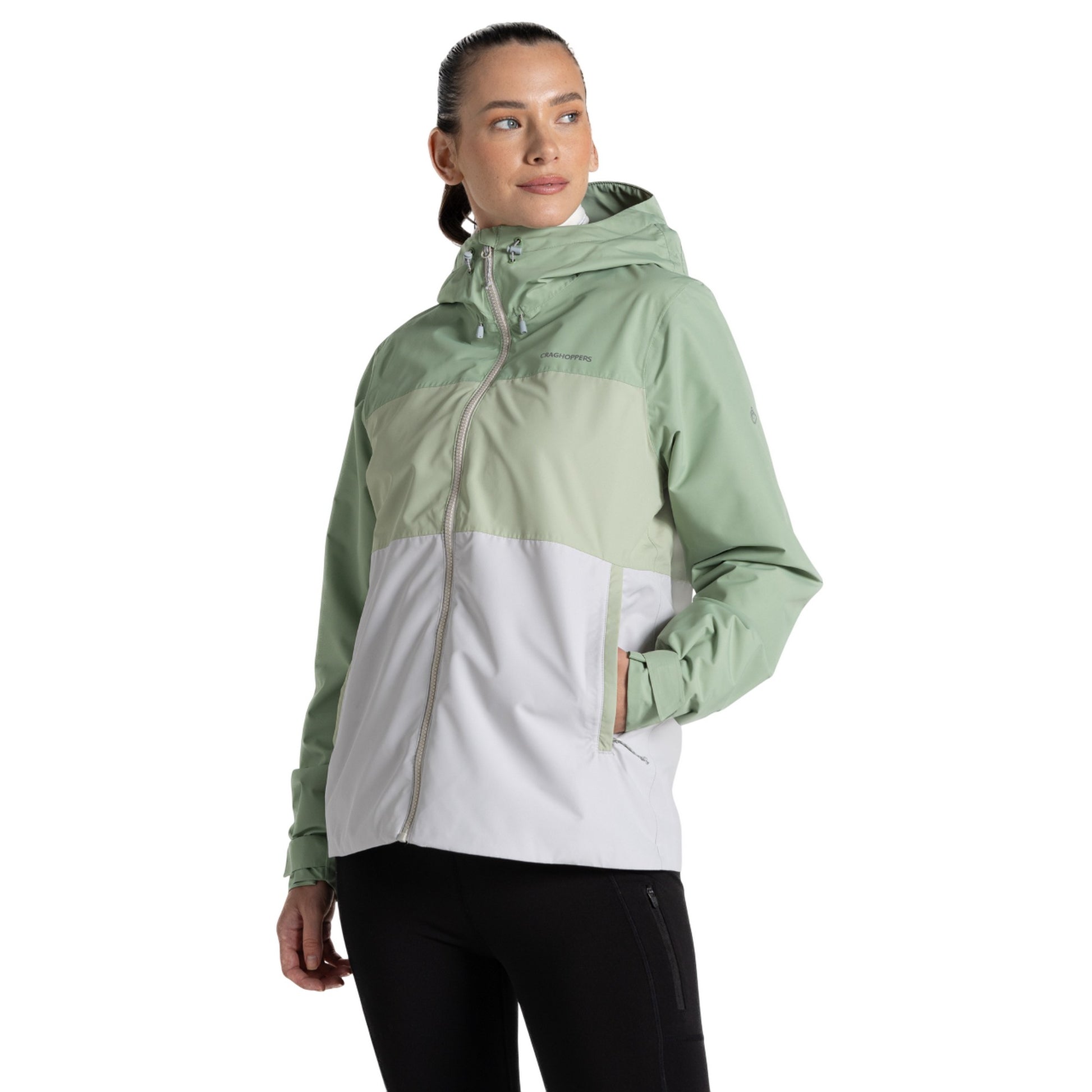 Deep Bud Green-Bud Green-Lunar Grey - Lifestyle - Craghoppers Womens-Ladies Kora Waterproof Jacket