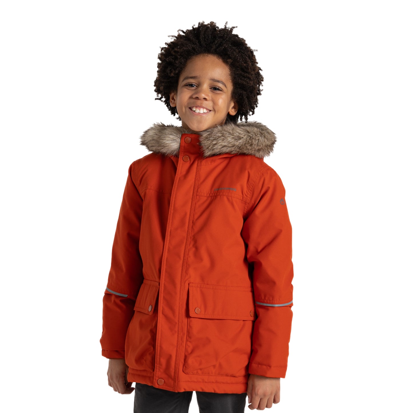 Carnelian Orange - Side - Craghoppers Childrens-Kids Sundon Waterproof Jacket