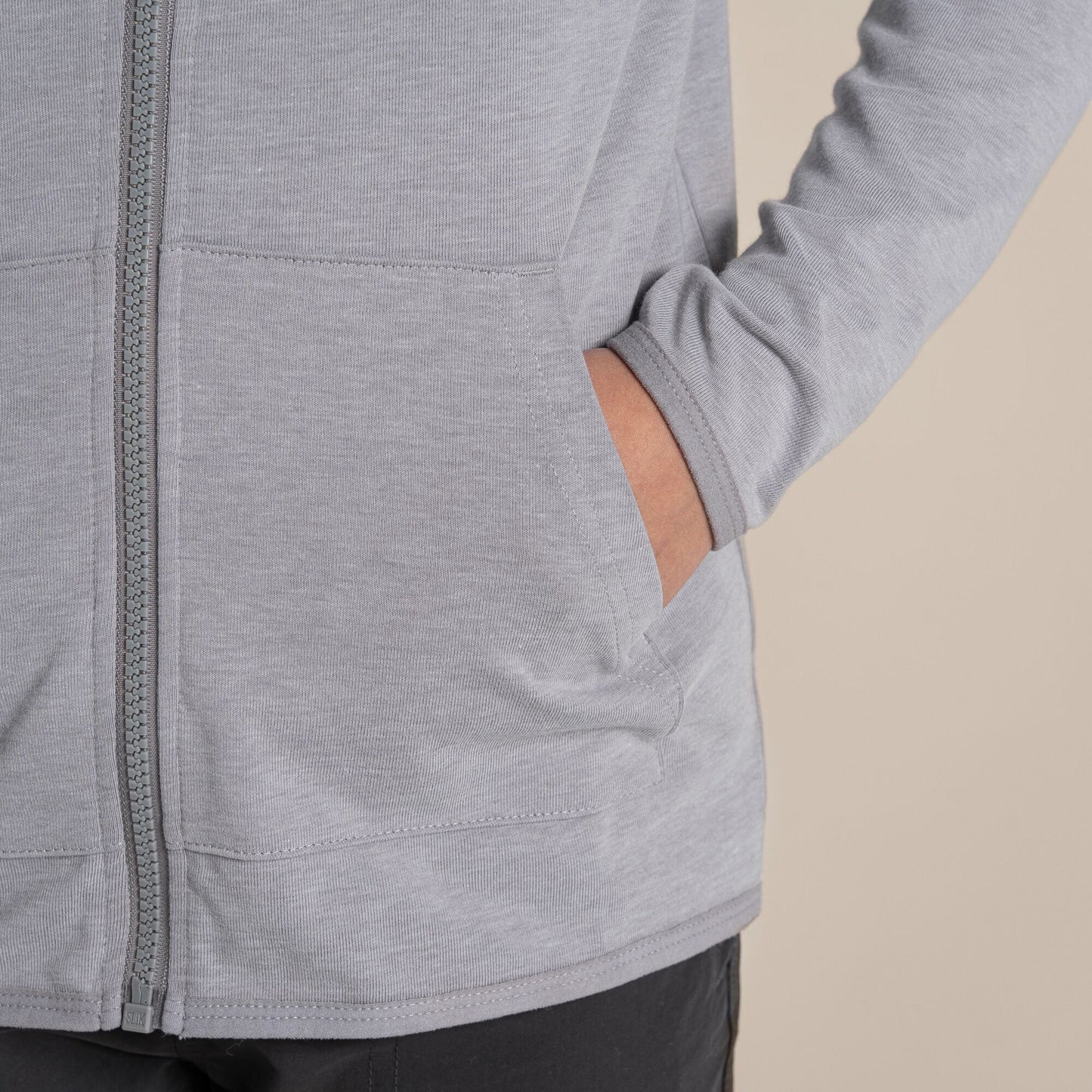Soft Grey Marl - Close up - Craghoppers Childrens-Kids Frey Nosilife Hooded Jacket