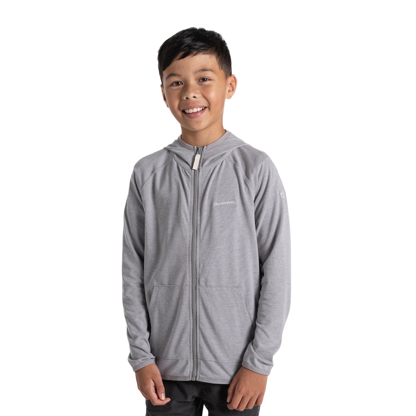 Soft Grey Marl - Front - Craghoppers Childrens-Kids Frey Nosilife Hooded Jacket
