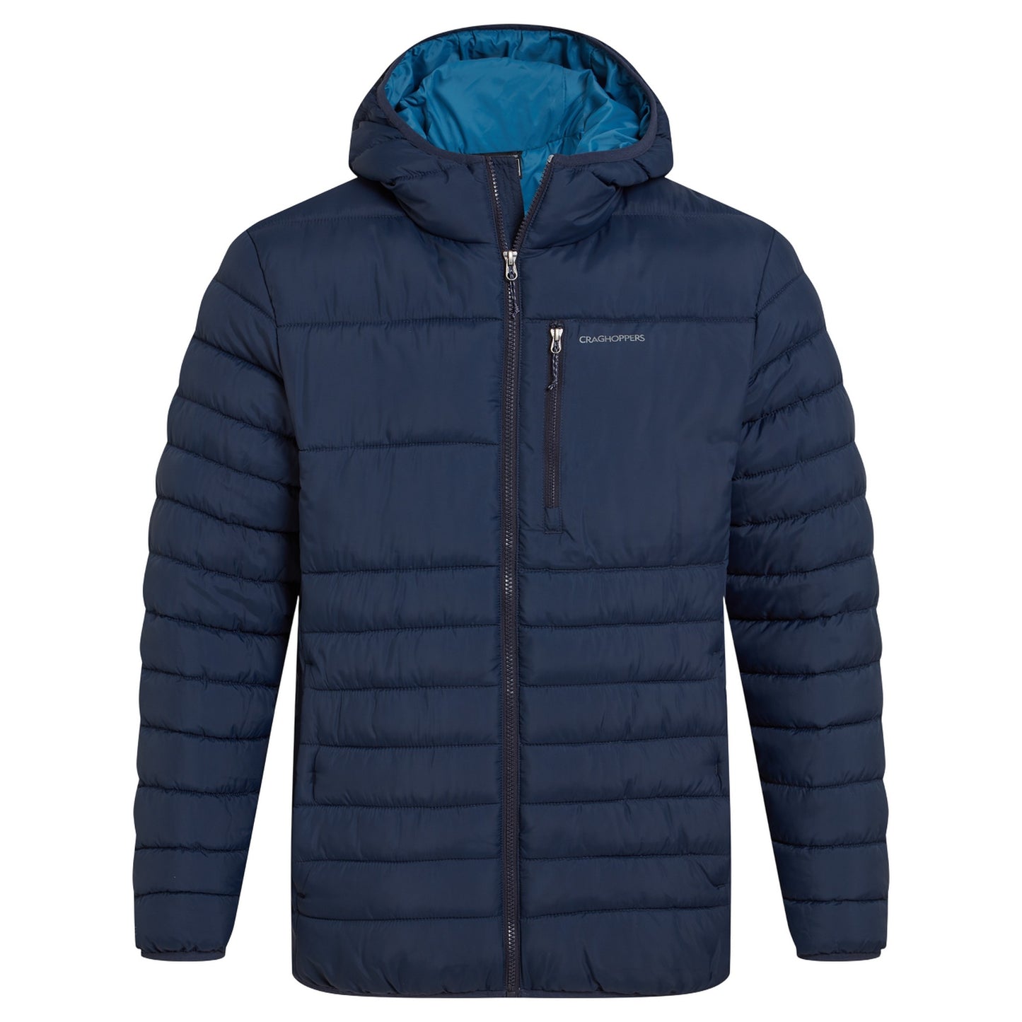 Blue Navy-Brisk Blue - Front - Craghoppers Mens Compresslite VIII Hooded Padded Jacket