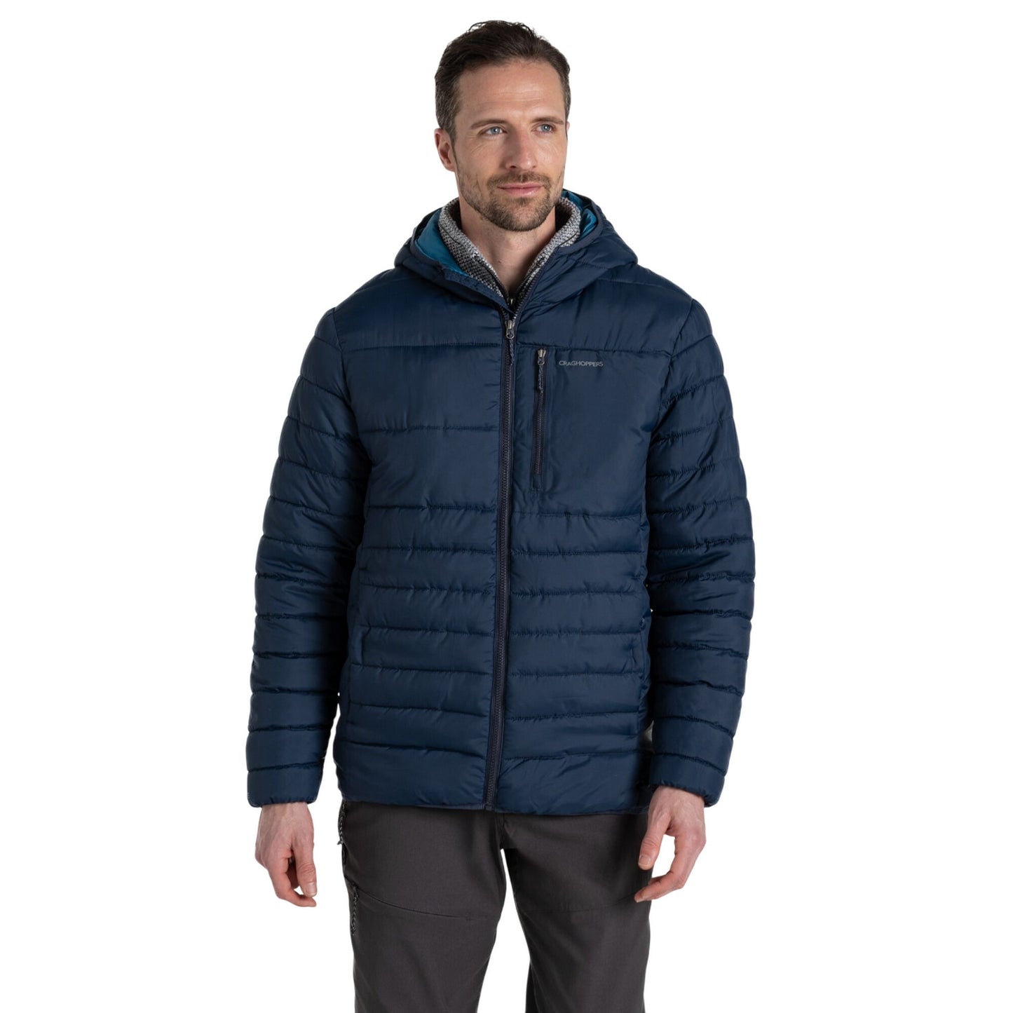 Blue Navy-Brisk Blue - Side - Craghoppers Mens Compresslite VIII Hooded Padded Jacket